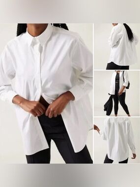 Athleta Women’s Oversized Poplin Top Button Down Sz M
